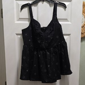Torrid Disney Black Sleeveless Peplum Bustier Top